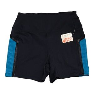 New Free People Movement Black and Blue Peacock Athletic Biker Shorts Size Small